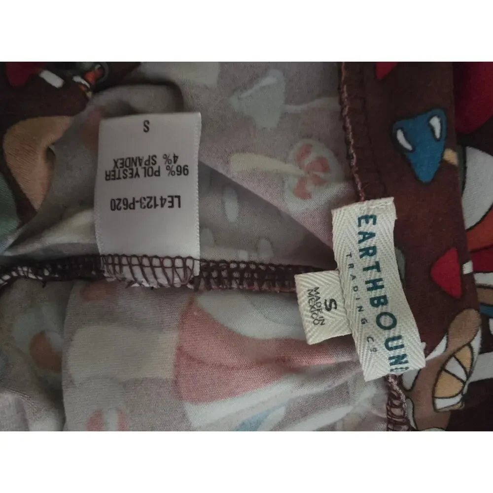 Earthbound Trading Co Womens SMALL Brown Mushroom Flare Pants - Picture 4 of 4